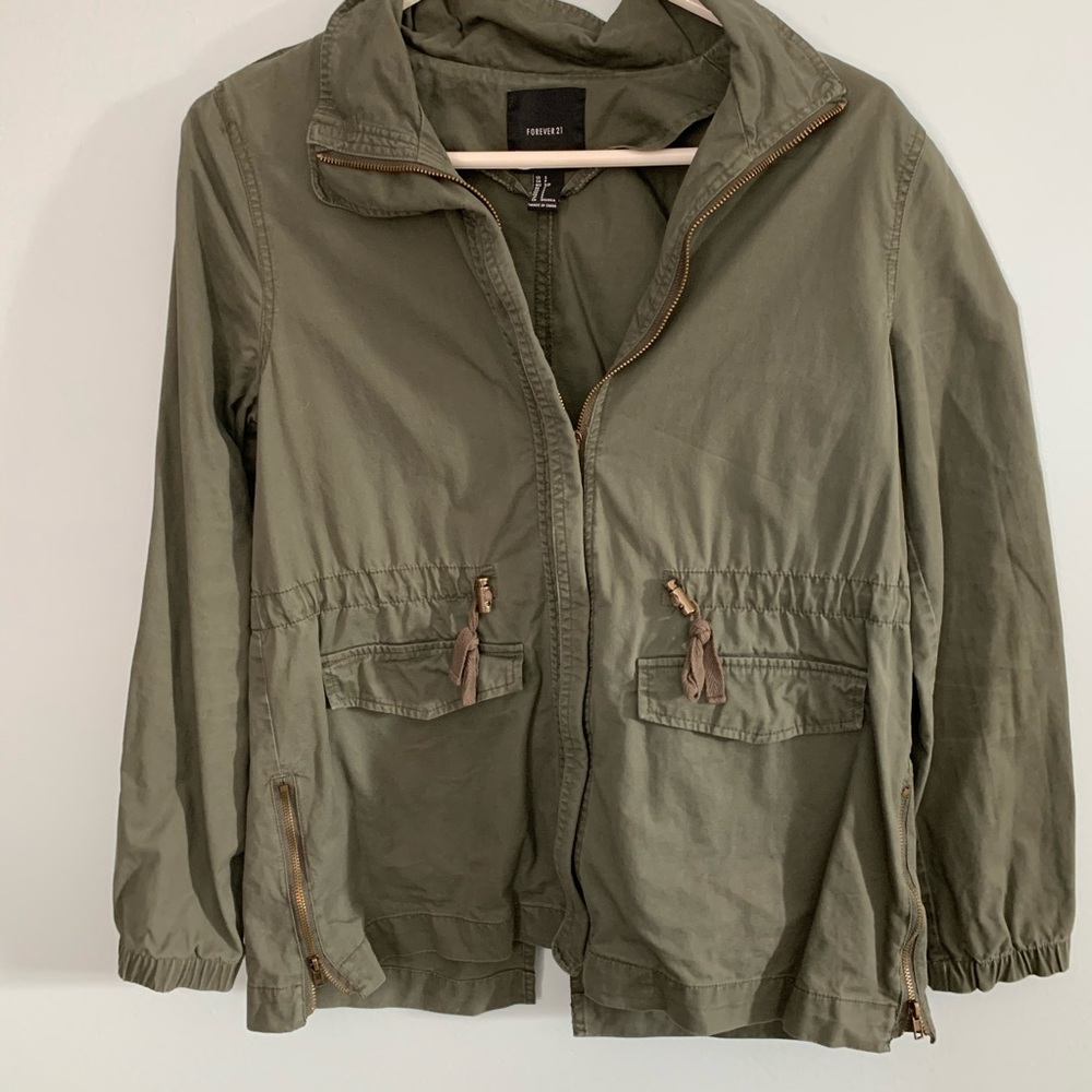 green utility jacket